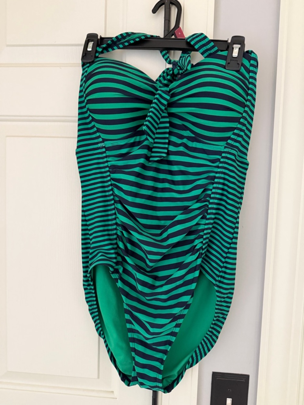 Women’s Green & Navy Striped One-Piece Swimsuit
